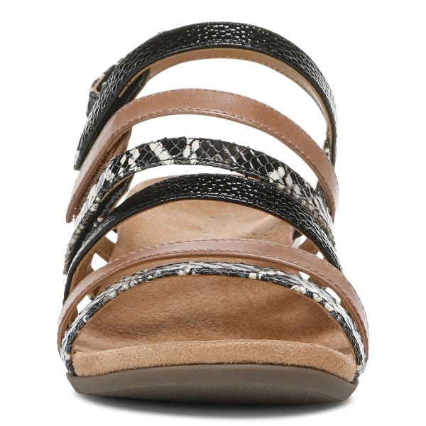 Vionic Sandals Ireland - Tess Wedge Sandal Black Brown - Womens Shoes Discount | WFKGT-0287